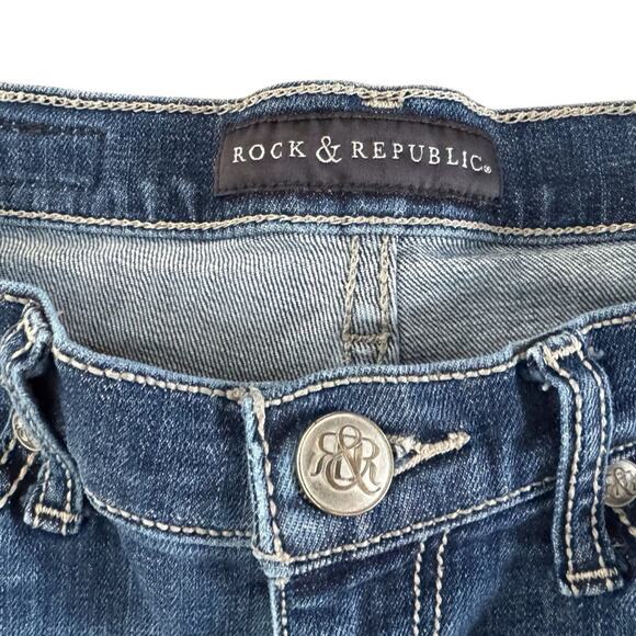 Rock & Republic Kasandra Jeans women sz 4 embellished Bootcut Moto Boho Edgy - Picture 4 of 13